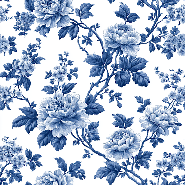 Elegant Blue and White Floral Pattern