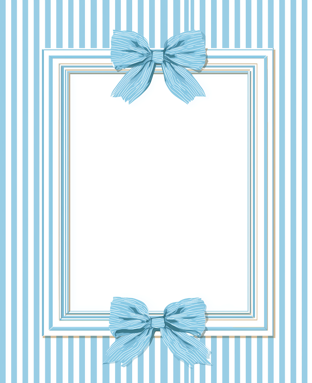 Elegant Blue Ribbon Frame on Striped Background