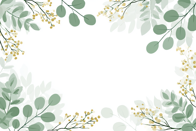 Elegant Botanical Frame with Eucalyptus and Berry Sprigs
