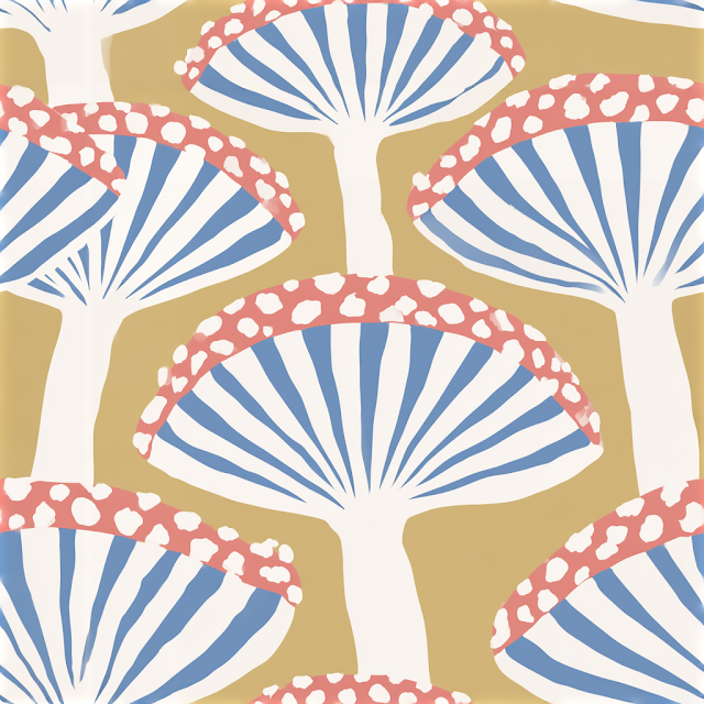 Elegant Botanical Mushroom Pattern