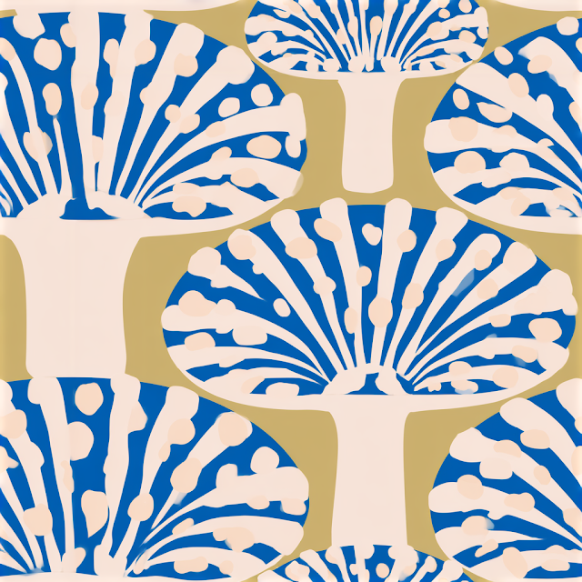 Elegant Botanical Mushrooms in Bronze and Azure