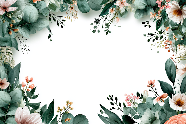 Elegant Botanical Watercolor Wedding Frame