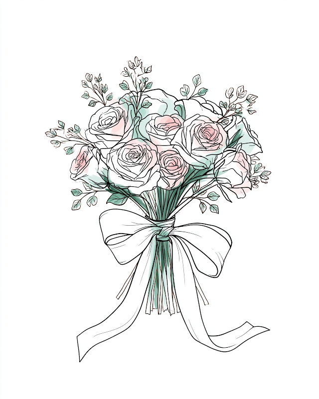 Elegant Bridal Bouquet Sketch
