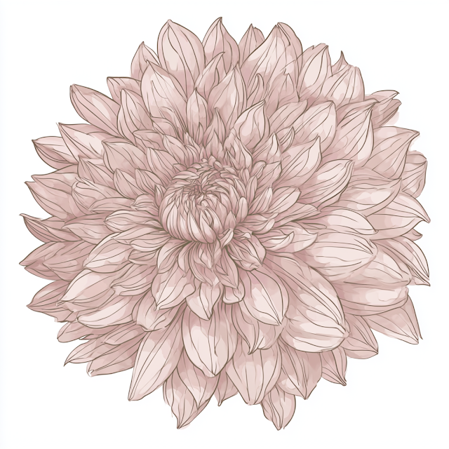Elegant Chrysanthemum Blossom - Delicate Botanical Illustration