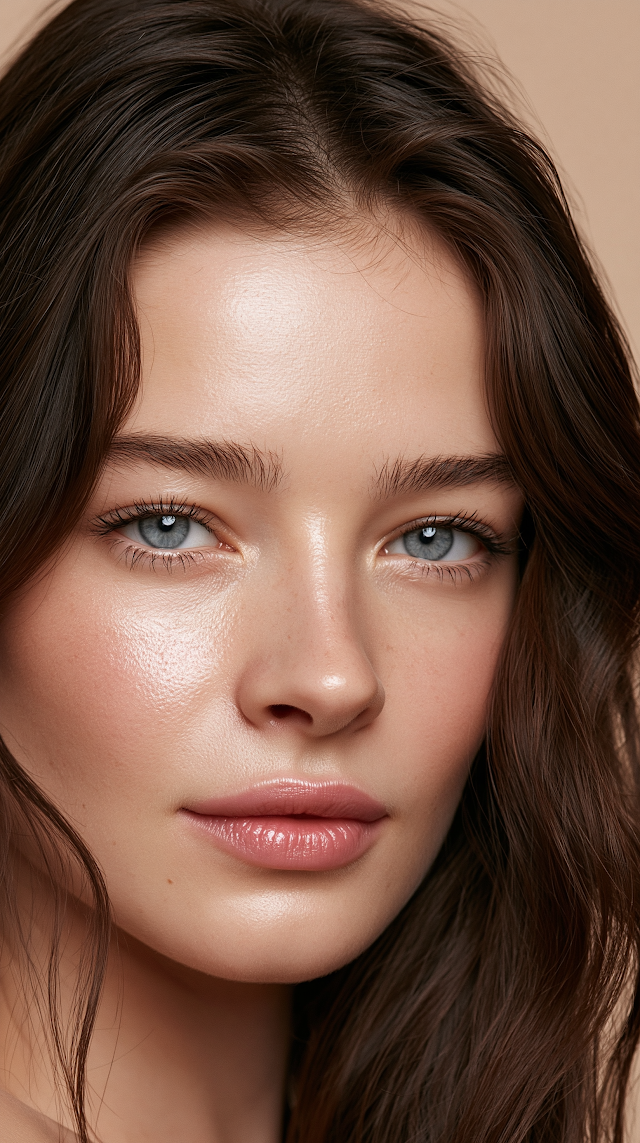 Elegant Close-Up Portrait of a Young Woman with Natural Beauty