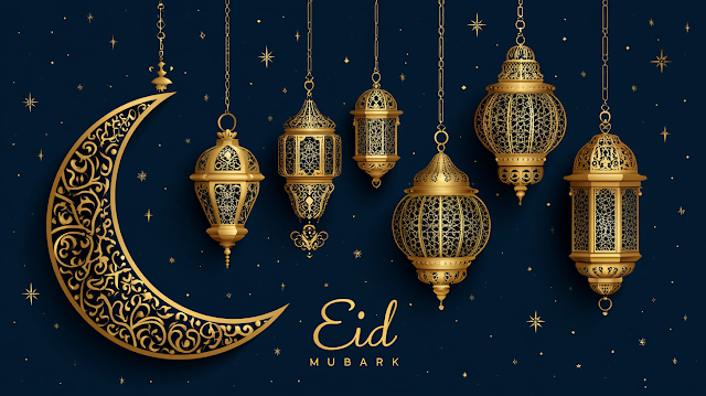 Elegant Eid Mubarak Greeting Illustration