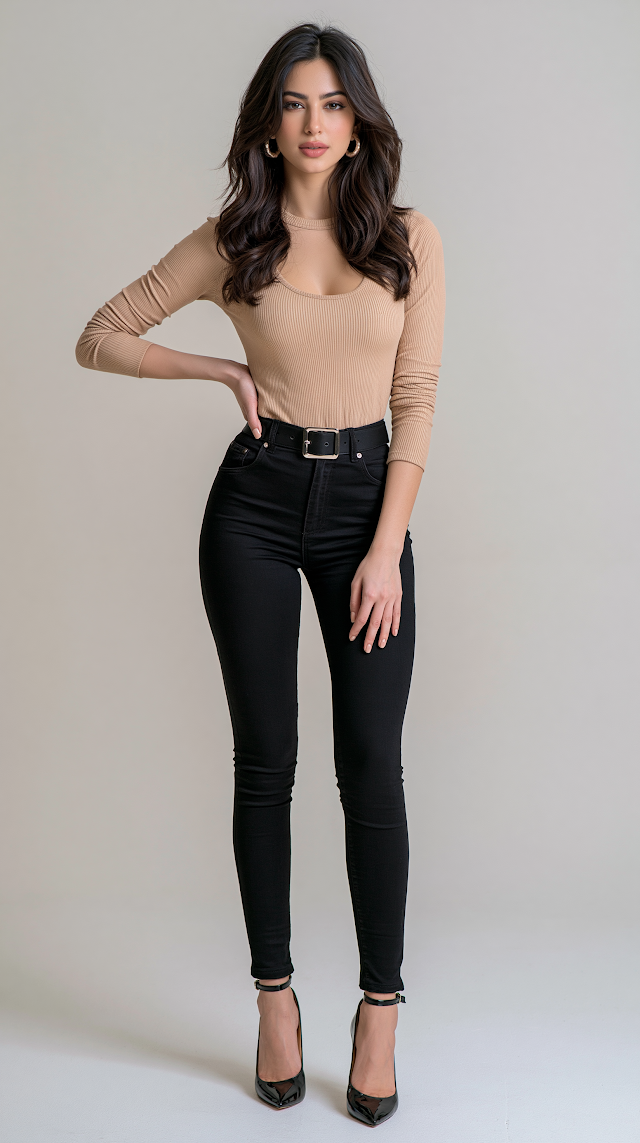 Elegant Fashion Model in Casual Chic Outfit