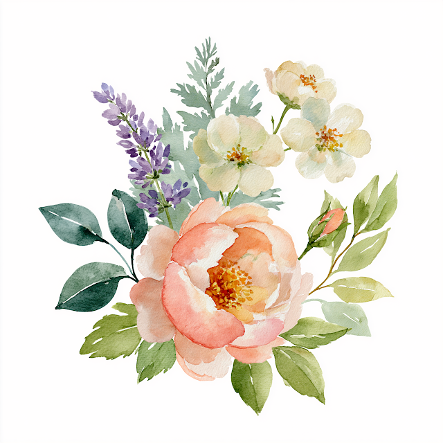 Elegant Floral Wreath with Blush Peony and Lavender