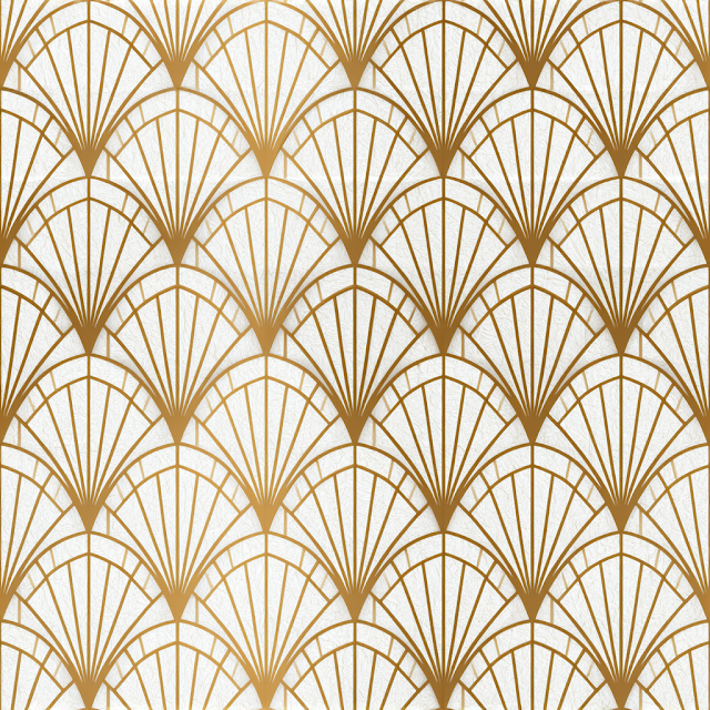 Elegant Gold and White Geometric Ornament Pattern
