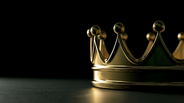 Elegant Gold Crown on Matte Black Surface