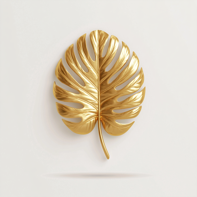 Elegant Gold Monstera Leaf Sculpture
