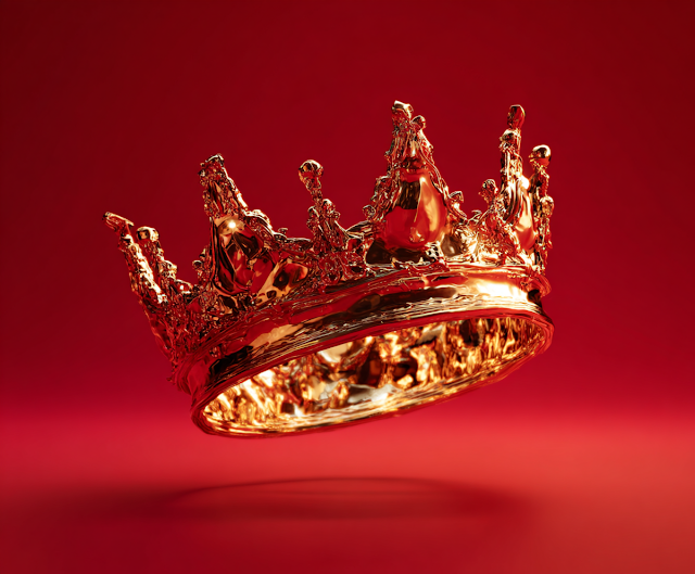 Elegant Golden Crown on Red Background