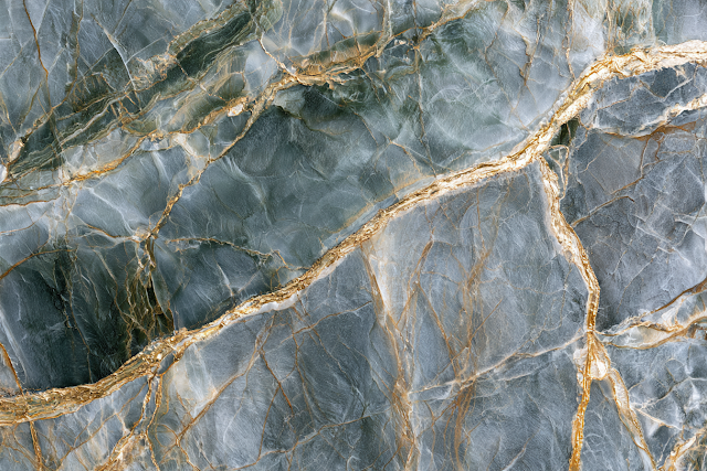 Elegant Grey and Black Marble Slab with Gold Veining