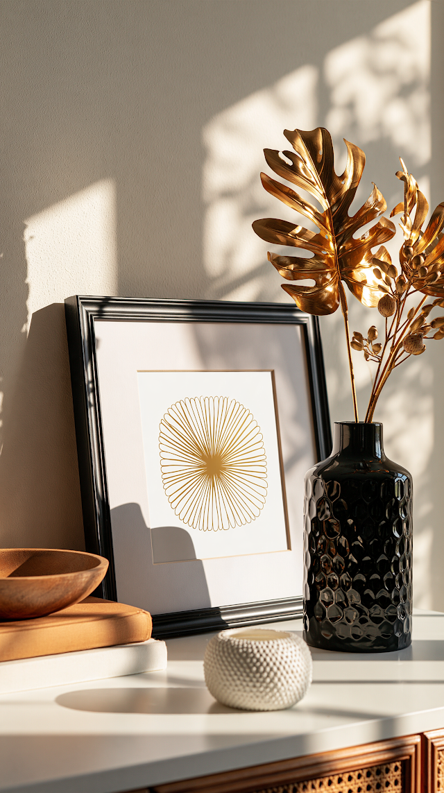 Elegant Home Decor with Golden Leaf Accent