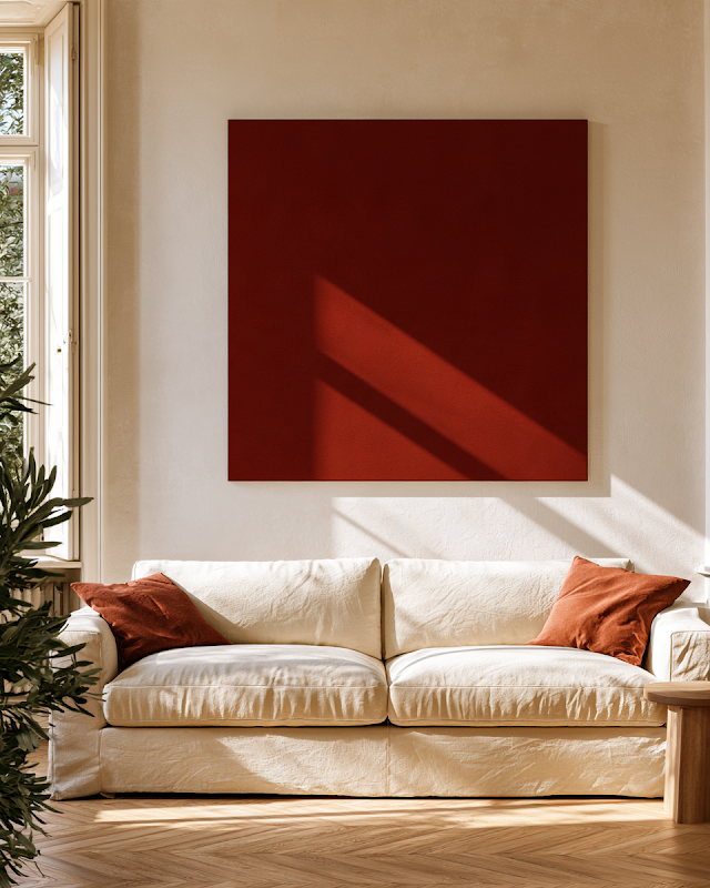 Elegant Italian Living Room with Magenta Artwork