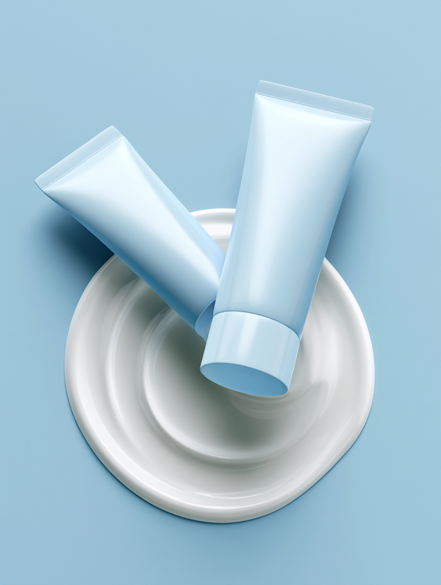 Elegant Light Blue Facial Moisturizer with Cream