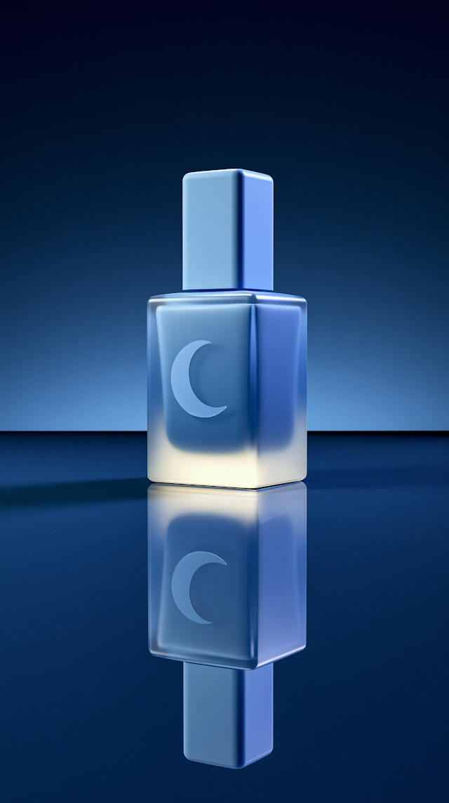 Elegant Light Blue Nail Polish Bottle on Reflective Surface