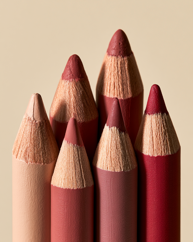 Elegant Lip Liner Pencils in Sculptural Arrangement