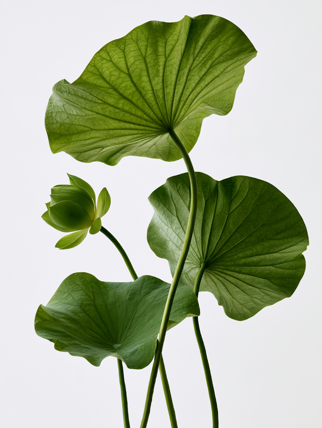 Elegant Lotus Plant Specimens in Studio Photography
