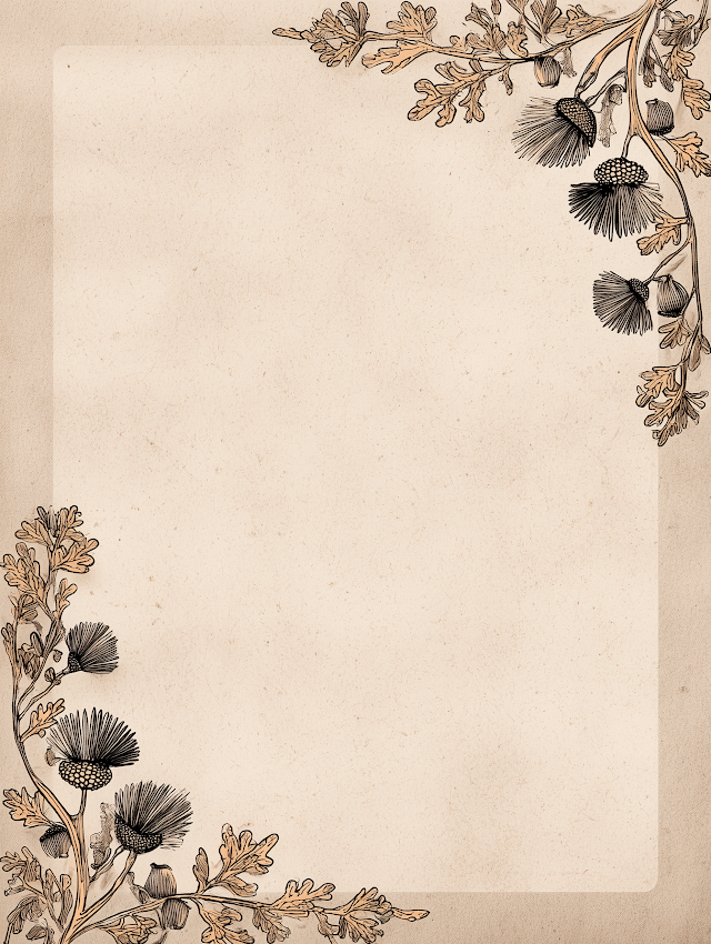 Elegant Minimalist Acorn and Twig Border
