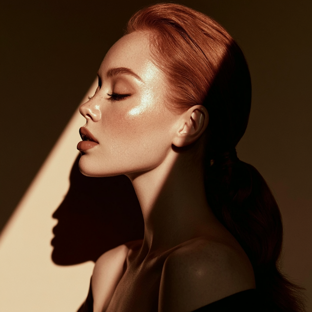 Elegant Minimalist Beauty Portrait with Geometric Shadows