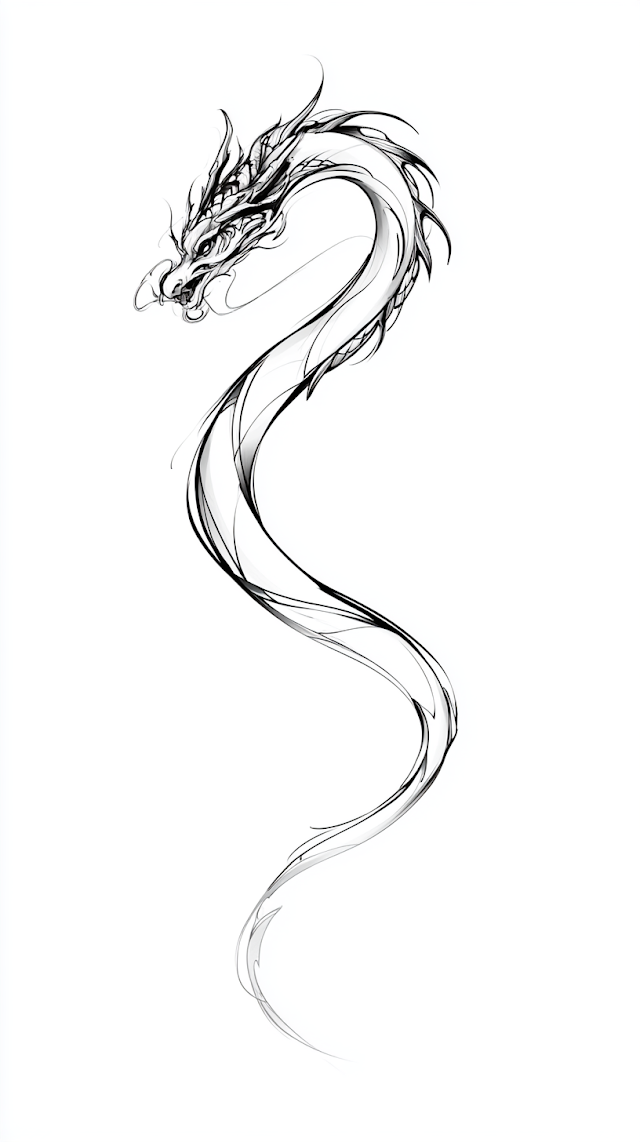 Elegant Minimalist Dragon Tattoo Design