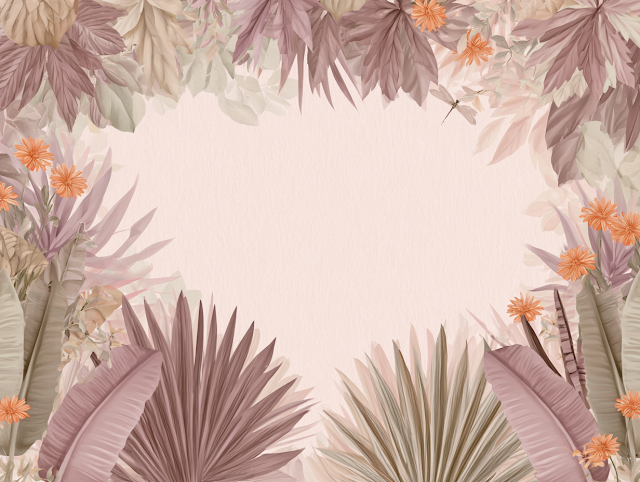 Elegant Pastel Botanical Frame with Tropical Foliage