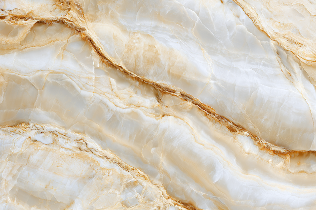 Elegant Polished White and Beige Marble with Gold Veining