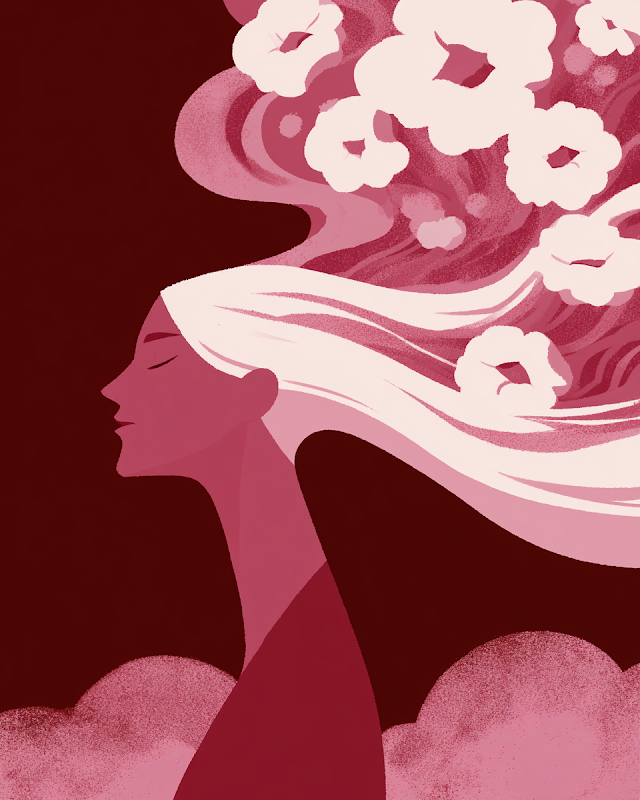 Elegant Profile of a Woman with Flower-Inspired Hair