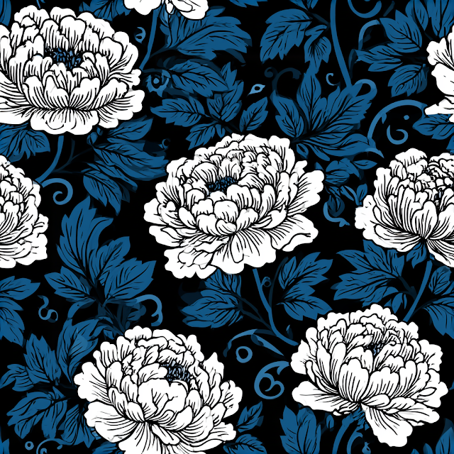 Elegant Seamless Botanical Pattern with White Peonies