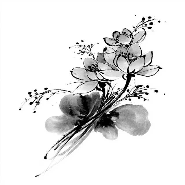 Elegant Sumi-e Floral Arrangement