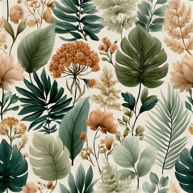 Elegant Tropical Botanical Fabric Pattern