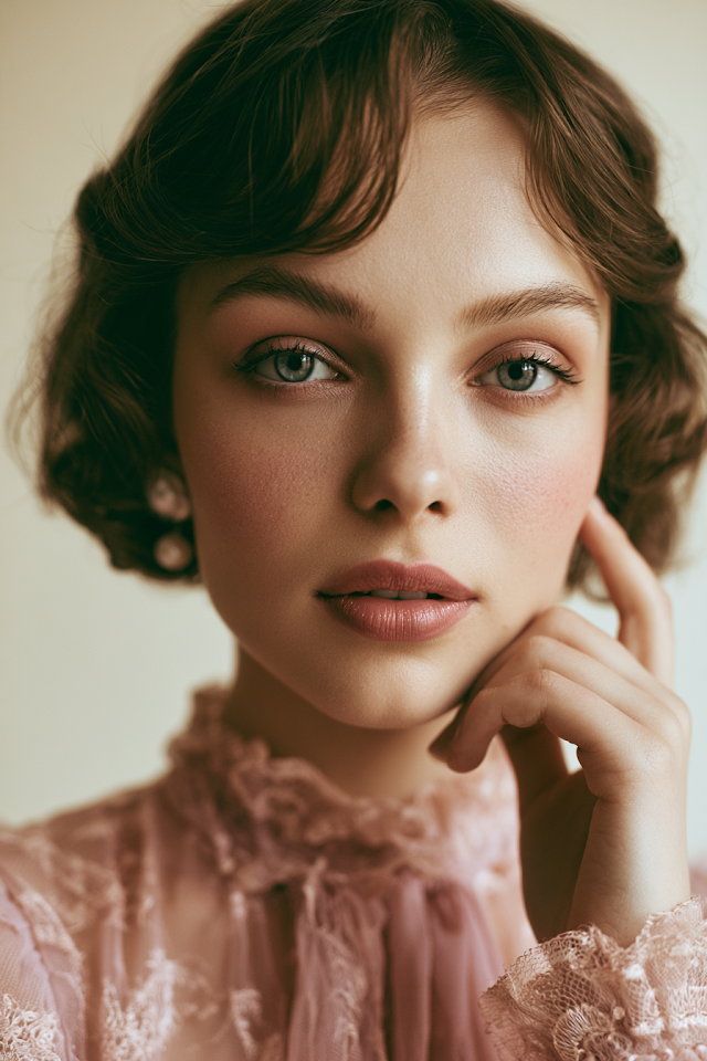 Elegant Vintage-Inspired Portrait of a Young Woman