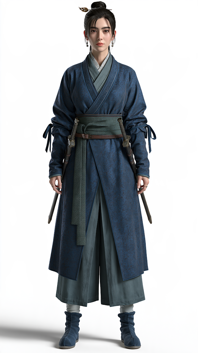 Elegant Warrior Woman in Traditional Chinese Attire