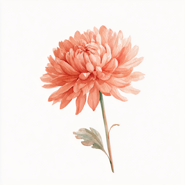 Elegant Watercolor Chrysanthemum Bloom