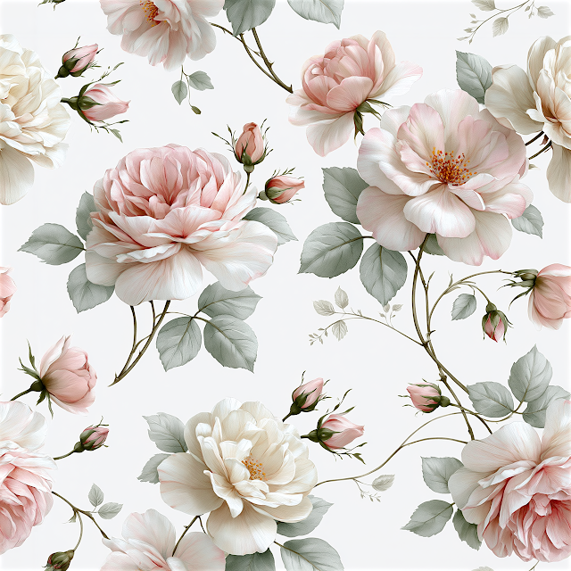 Elegant Watercolor Climbing Roses Pattern