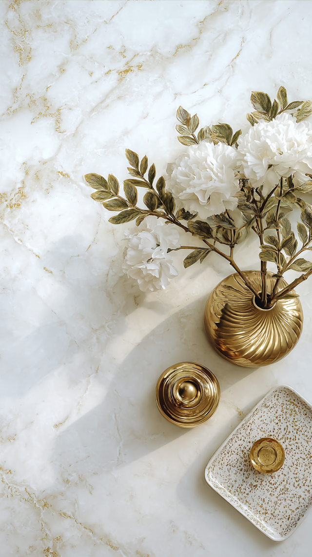 Elegant White and Gold Aesthetic Background