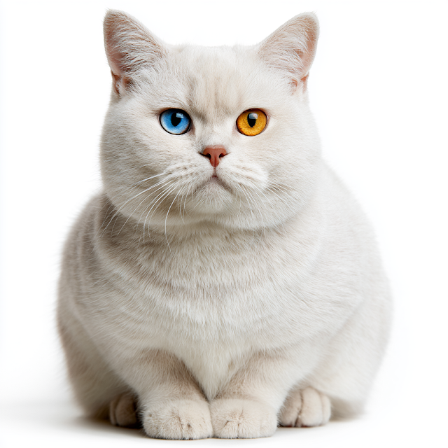 Elegant White British Shorthair Cat with Stunning Eyes