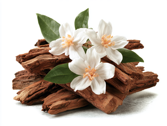 Elegant White Jasmine Blossoms on Rustic Wood
