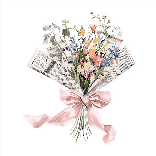 Elegant Wildflower Bouquet Watercolor Illustration