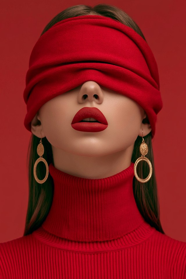 Elegant Young Woman in Red
