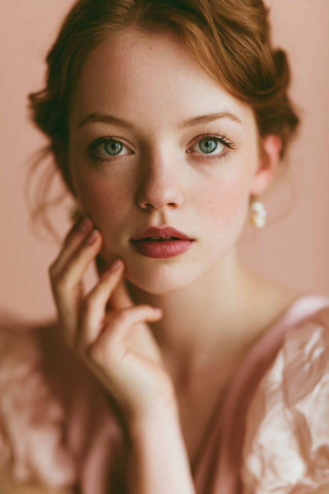 Elegant Young Woman in Vintage-Inspired Fashion