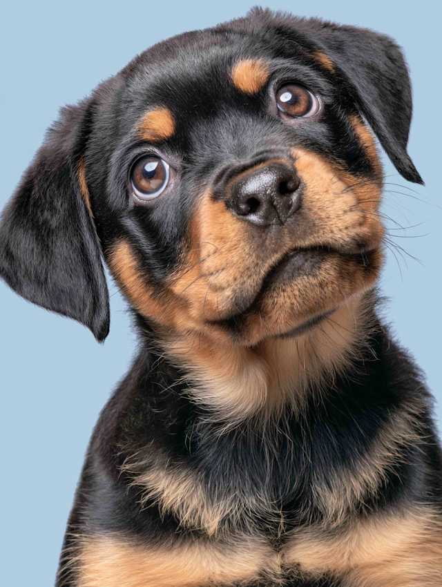 Endearing Close-Up of a Young Rottweiler Puppy
