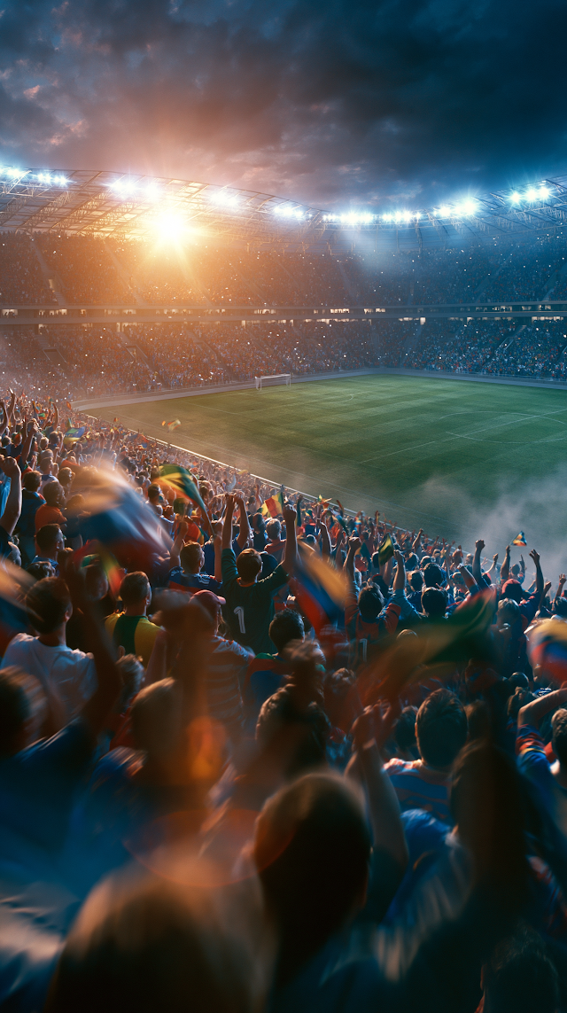 Epic Stadium Atmosphere: Fans Cheering in a Football Match