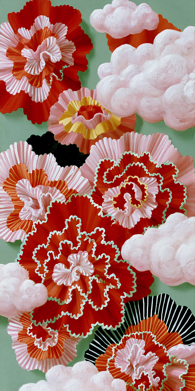 Ethereal Floral Composition with Clouds