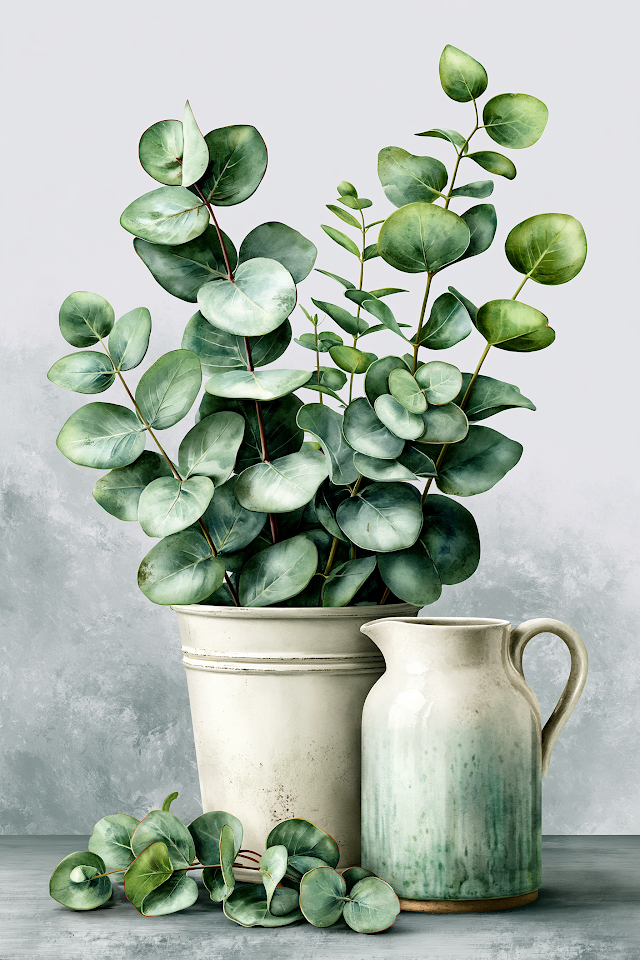 Eucalyptus Branches in Minimalist Style