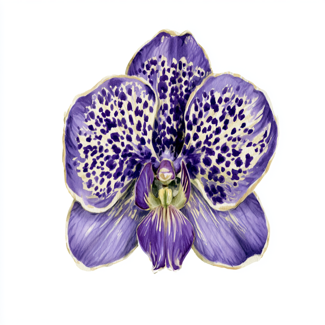 Exotic Violet Orchid Flower Illustration
