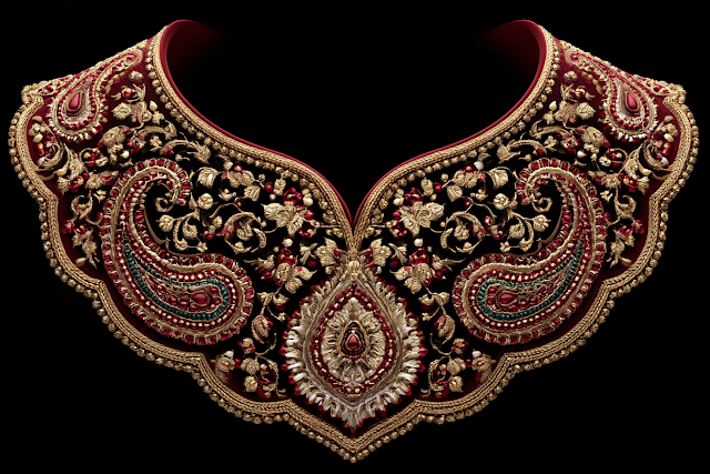 Exquisite Mughal Neckline Embroidery Design