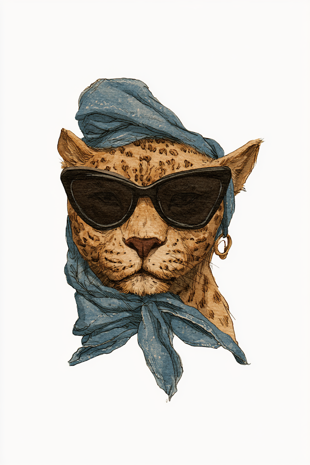 Fashionable Leopard Portrait with Cat-Eye Sunglasses