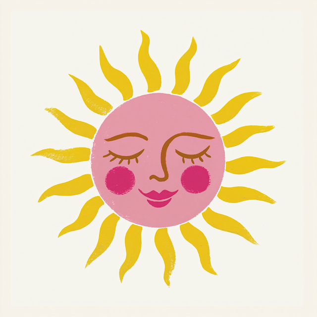 Feminine Retro Sun Illustration
